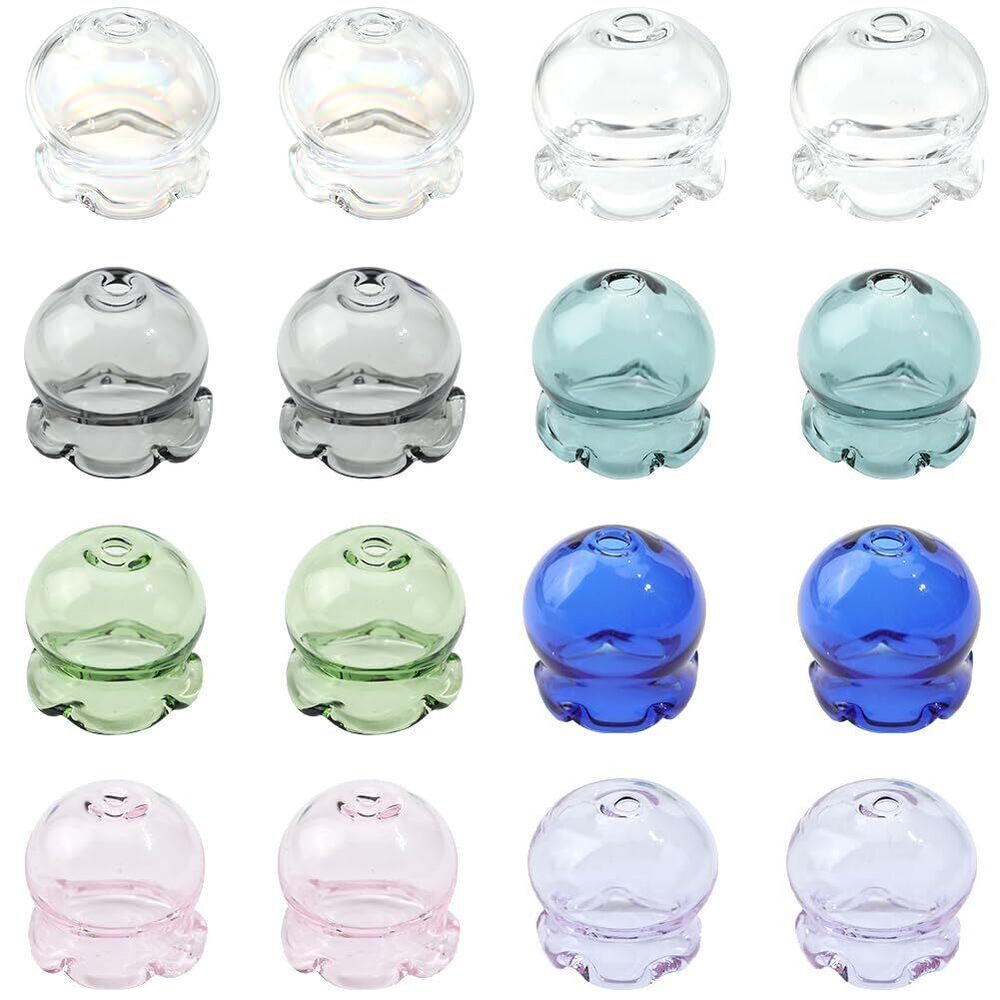 2433 1 Box 16Pcs 8 Colors Glass Flower Bead Charms Wind Chimes Charms 15mm